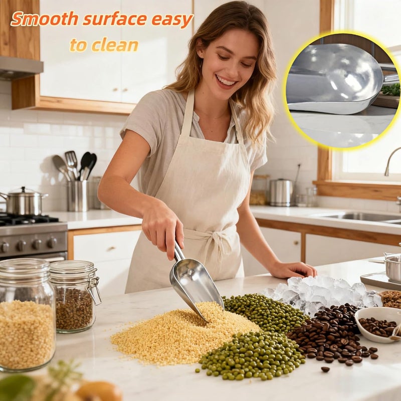 BUBBLE-FLY Ice Scoop, 5 oz Heavy Duty Cast Aluminum, Ergonomic S-Curve Handle, Commercial Grade for Ice, Coffee, Popcorn, Flour, Sugar, Food-Grade & Rust-Proof Kitchen Tool (S (5oz)) - Image 2
